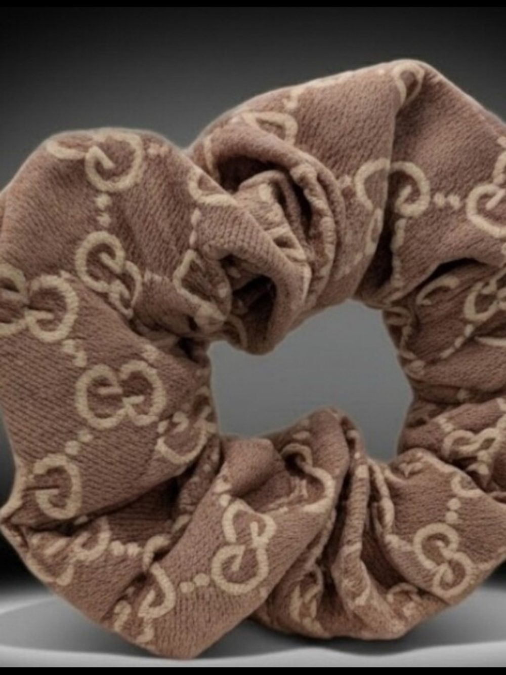 Gucci Brown Logo-Pattern Scrunchie Hair Accessory - VIP Gift